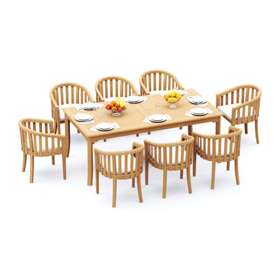 6 Seats 7 Pcs Grade-A Teak Wood Dining Set: 83" Rectangle Table And 6 Lenong Arm Chairs #11LN1806