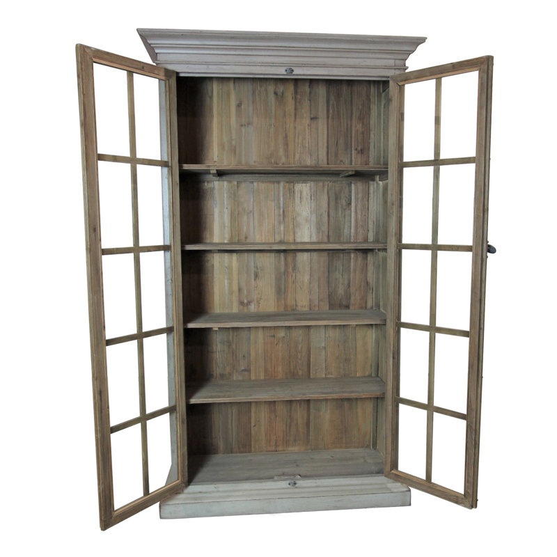 Bibliothèque standard en bois massif H 85 "x l 48" Herminie, Gris / naturel