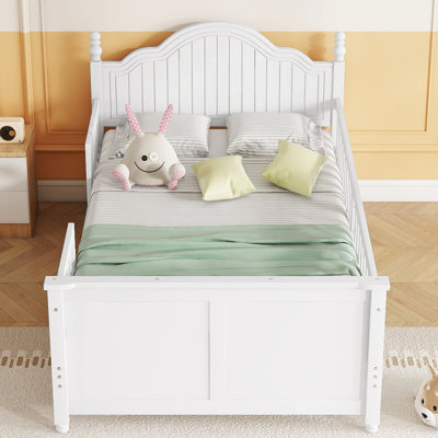 Lit simple blanc pour lit, plateforme en bois avec tête de lit et profil bas, rails, rangement inférieur, différentes utilisations