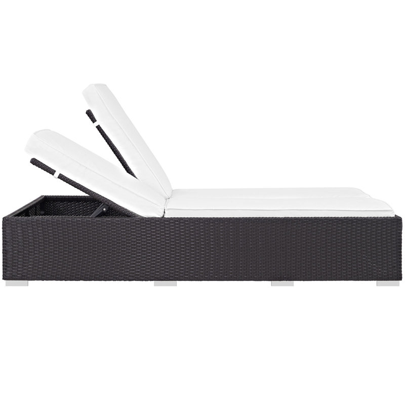 Convene All Weather Wicker Double Chaise Lounge, White