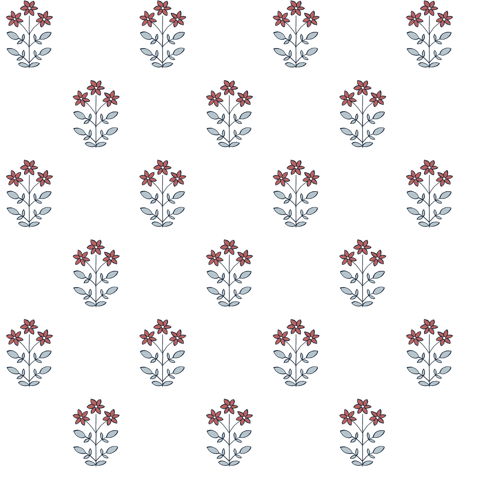 Floral Wallpaper, Red