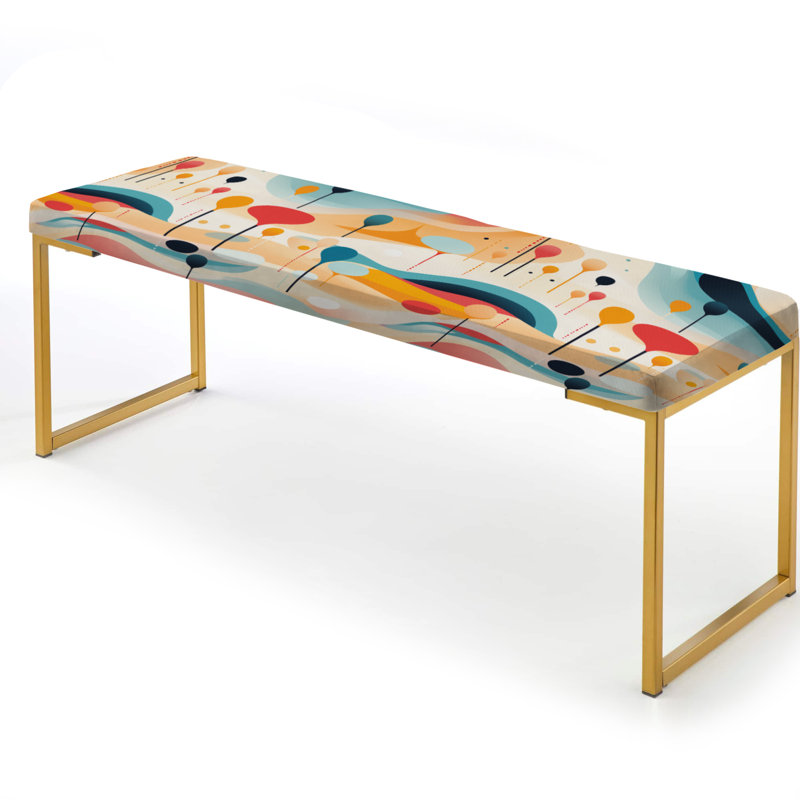 Soft Multicolor Abstract Neutrality Wave - Abstract Upholstered Gold Bench