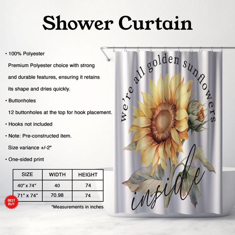 Rideau de douche standard 1 pièce Fall Bliss, H 74 po x l 71 po