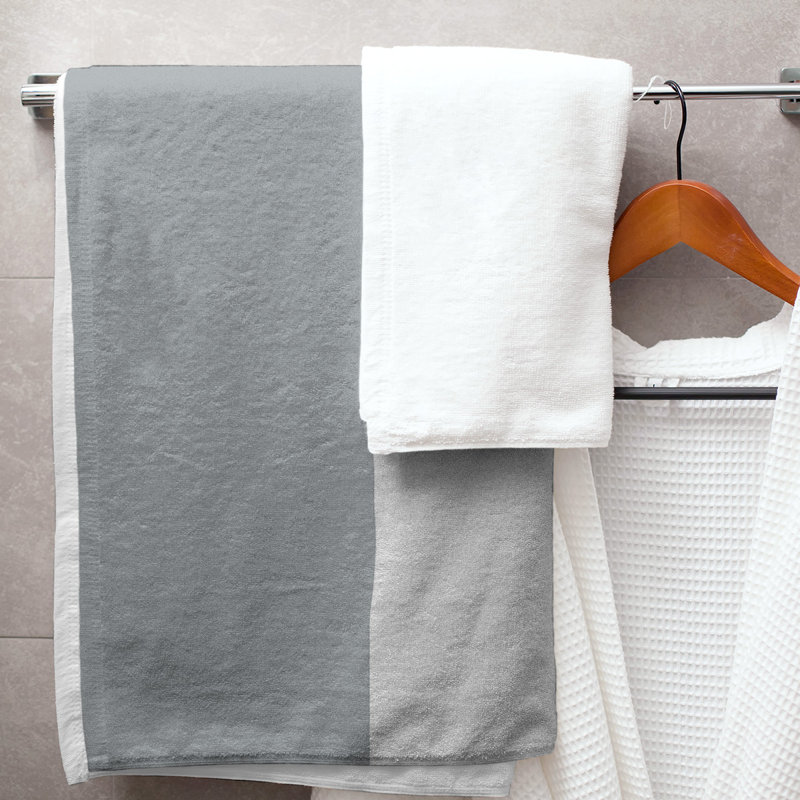 Bath Towel, Gray/White