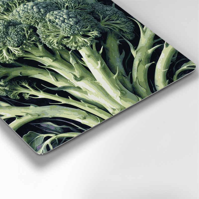 Légumes, broccoli et fleurs, art mural en métal vert