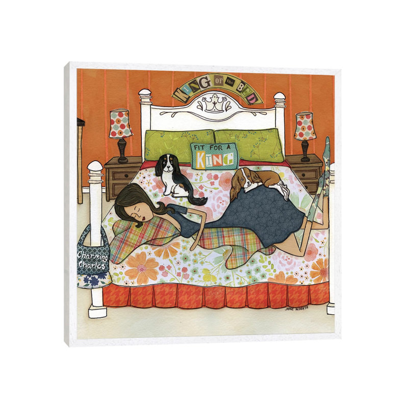 King of the Bed 1 Piece Wall Art on Canvas, 93.98cm H x 93.98cm W x 3.81cm D, White Floater Framed