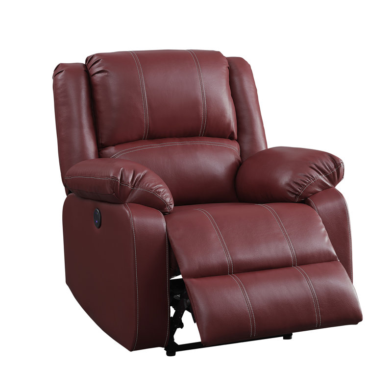 Hagar Upholstered Motion Recliner, Manual, Dark Red