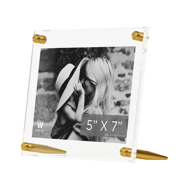 Acrylic Bevel Tabletop Float Frames, Gold, 5" x 7"