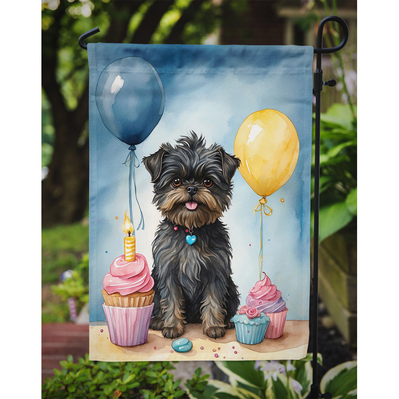 Drapeau de jardin «Happy Birthday», Affenpinscher