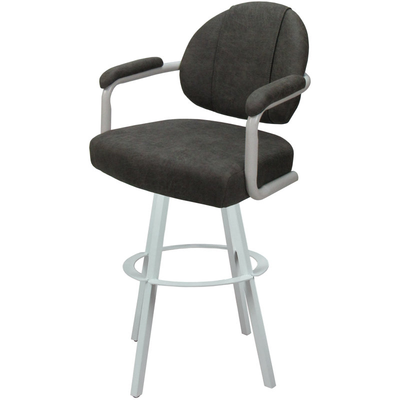 Leandra Swivel Extra Tall Metal Bar Stool 34" - Warren Base, Elk Polyester Blend/White Frame