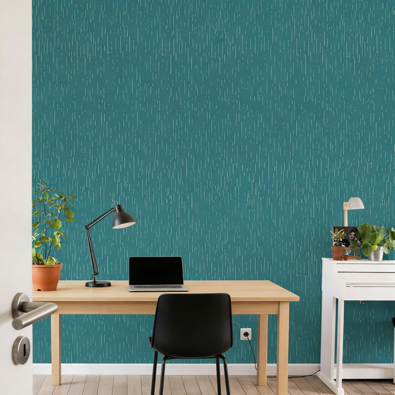Rouleau de vinyle autocollant amovible bleu sarcelle, papier contact imperméable pour murs, meubles, armoires, tiroirs et bureaux, conception texturée moderne avec rayures argentées