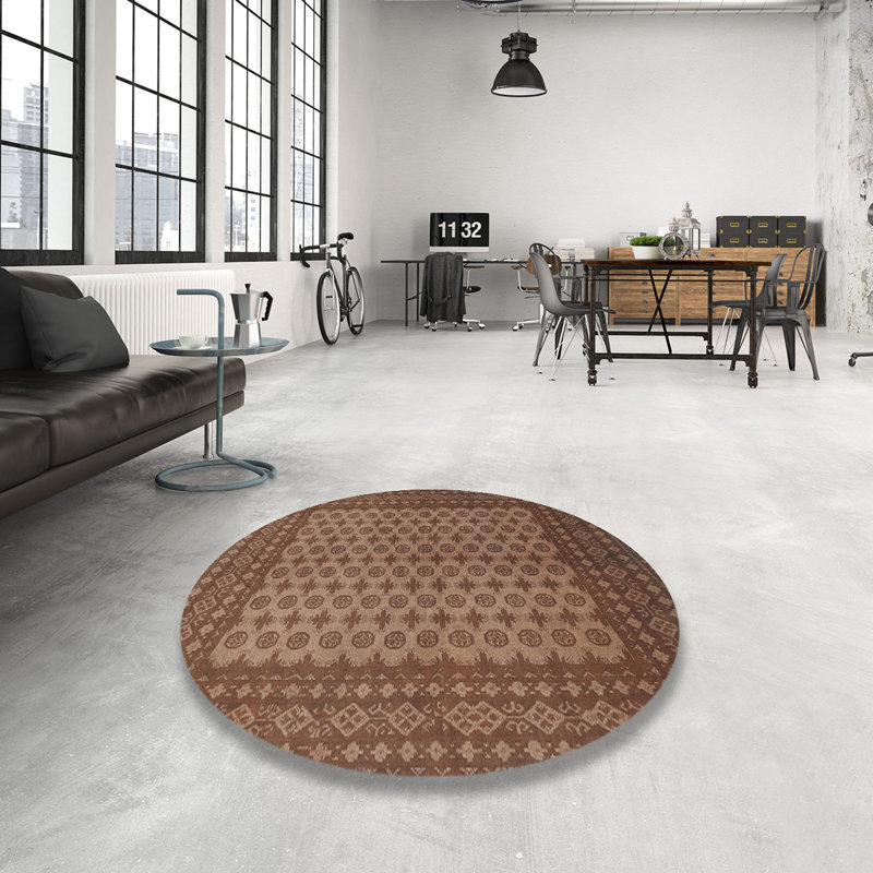 Tapis brun clair Southwestern, Rond 8 pi