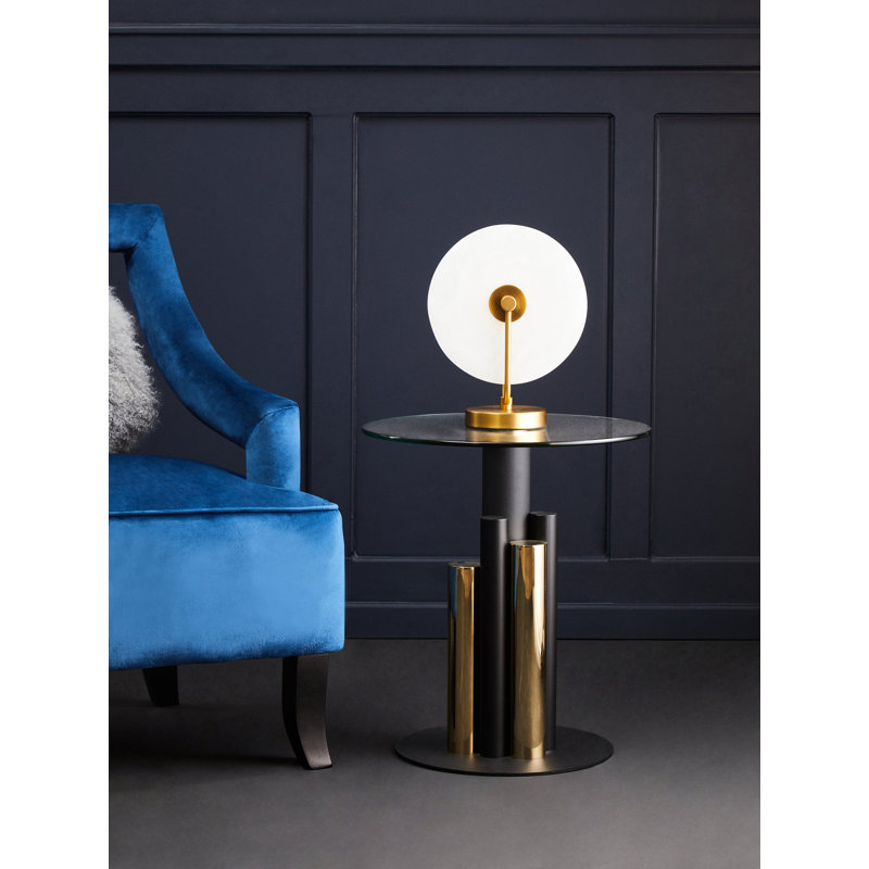 Bhodi Glass Top End Table, Black/Gold