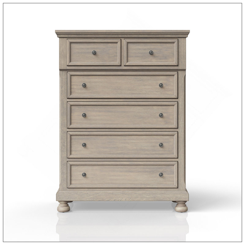 Commode 5 tiroirs Fitima, Gris