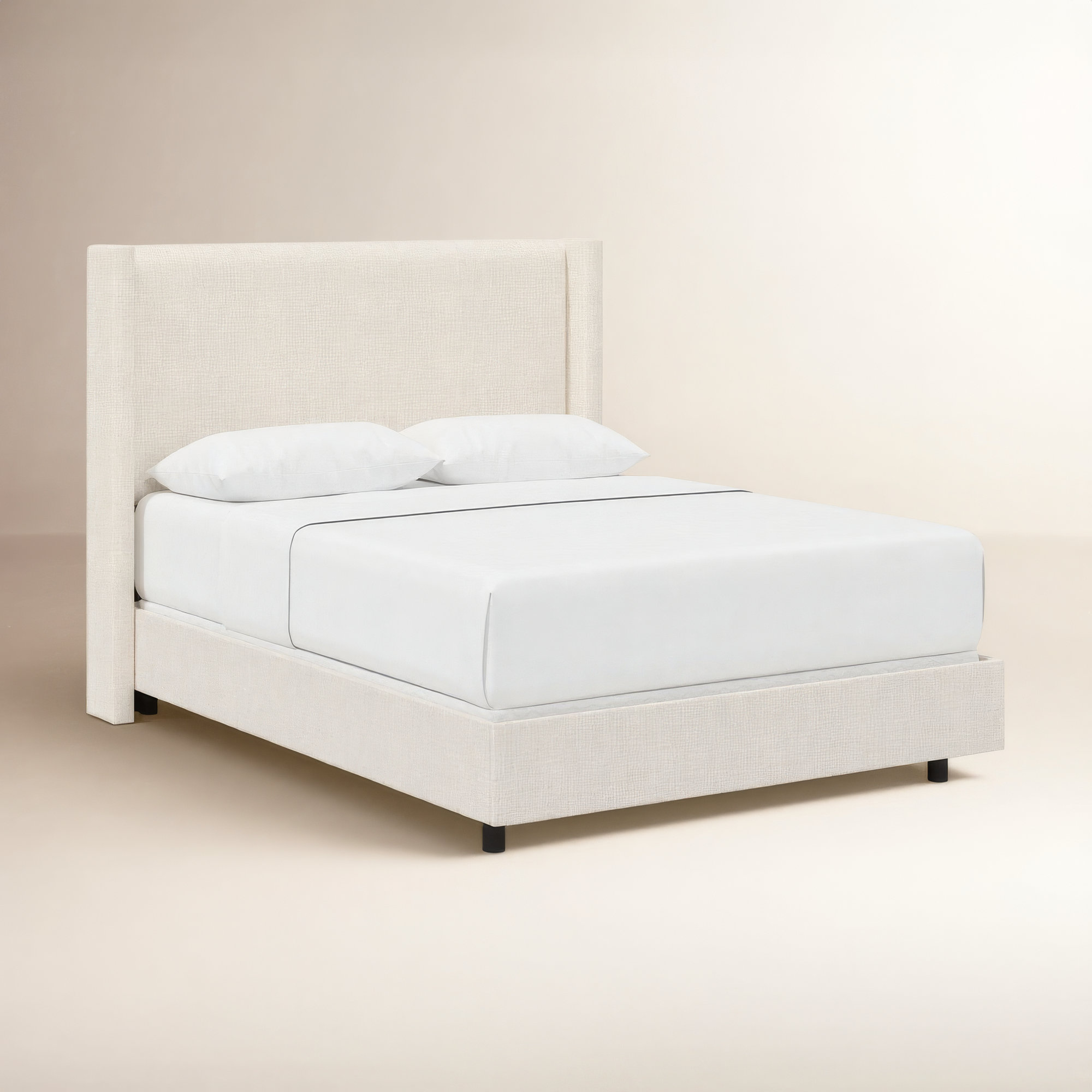 Hanson Upholstered Wingback Bed, Classic Talc Linen, King