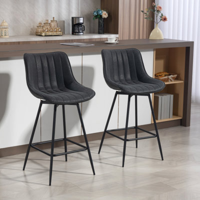 Upholstered Counter Stool with Metal Frame