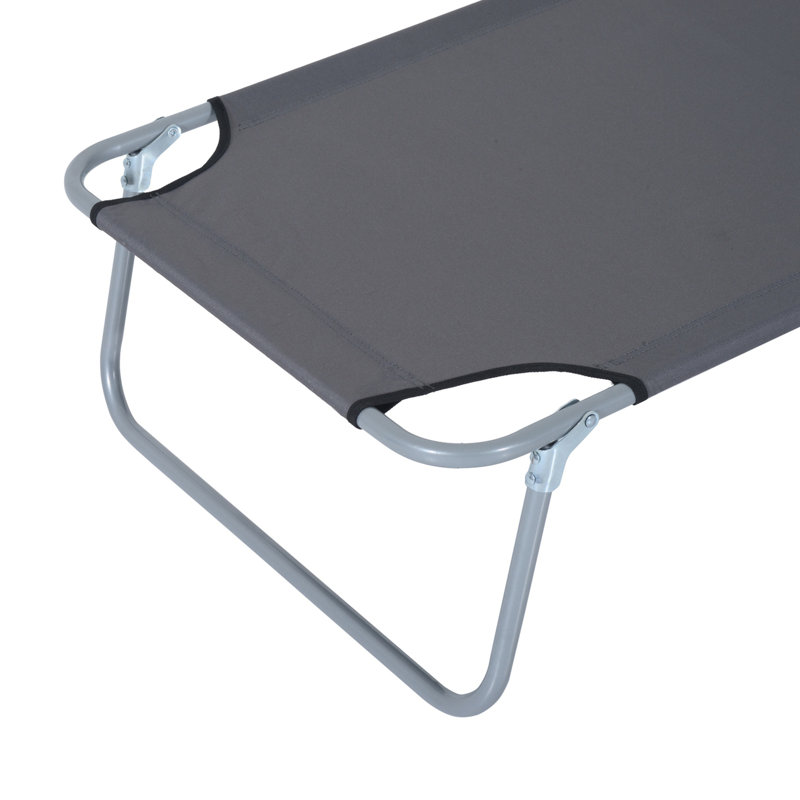 Adjustable Grey Beach Lounge Chair With Folding Function And High Fabric - For Camping, Hiking, Backyard Foldable