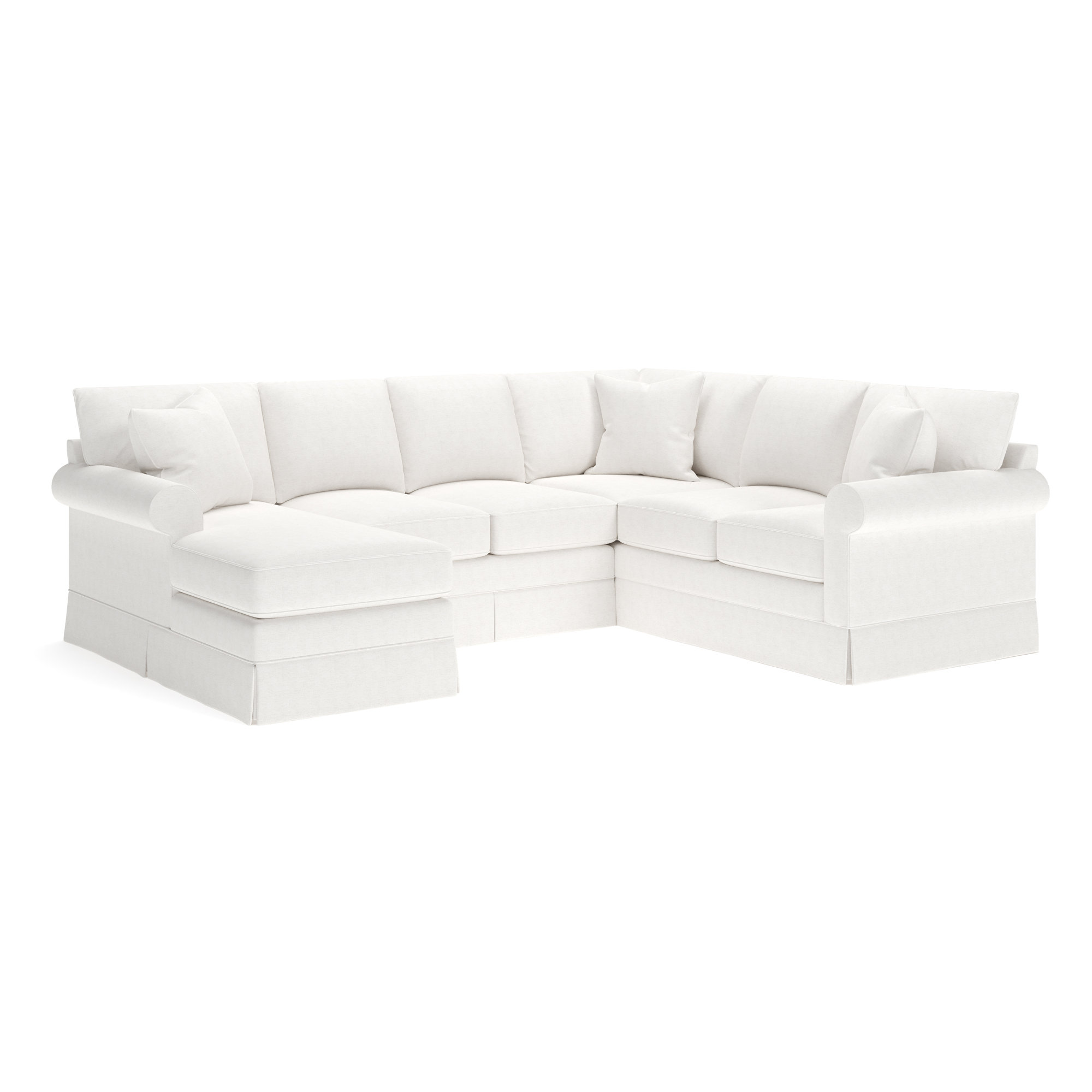 Friedman Upholstered Chaise U-Sectional, Left Hand Facing, Nomad Snow Crypton® Chenille