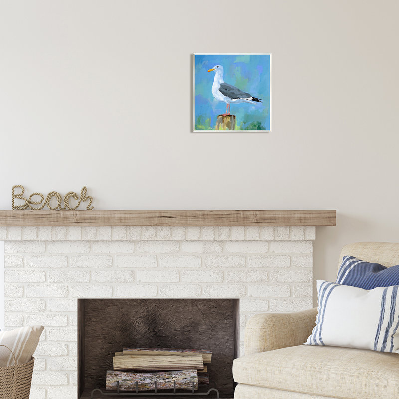 " Coastal Seagull Painting " by Victoria Barnes Painting Print, 12" H x 12" W x 0.5" D