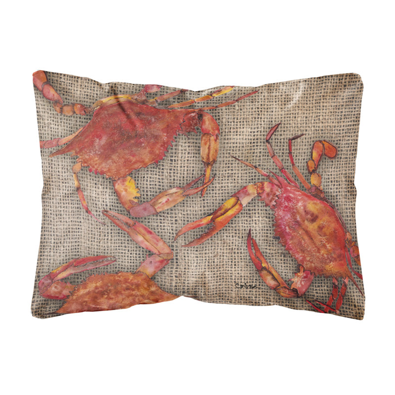 Coussin décoratif crabe sur toile de jute