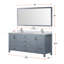 Meuble-lavabo double gris foncé de 72 po X P 22 po , Comptoir en marbre de Carrare, ensemble de robinet et Miroir