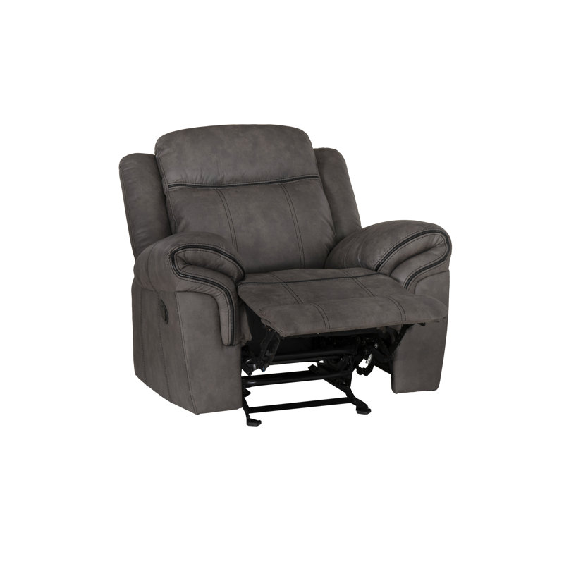  Precita Grey 42” Wide Classic and Breathable Faux Leather Manual Reclining Chair 