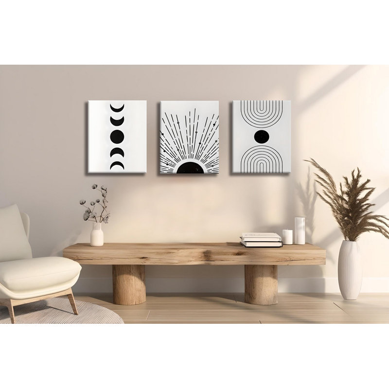 Superbe ensemble de 3 toiles décoratives, 11,8 x 15,7 pouces chacune | 50% coton / 50% polyester, impression numérique sur toile | Cadre en bois élégant (0,8 x 1,2 po), parfait pour les amateurs de décoration intérieure et d'art