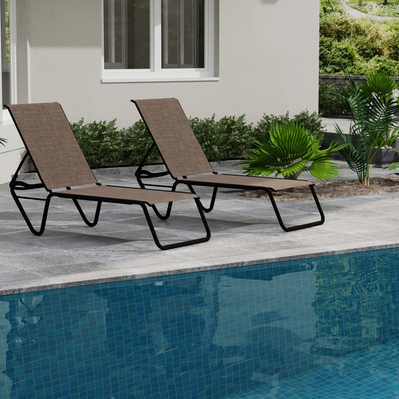 Chaise longue sans accoudoirs empilable à plat en aluminium Gardenella, Ombre Augustine, Noir