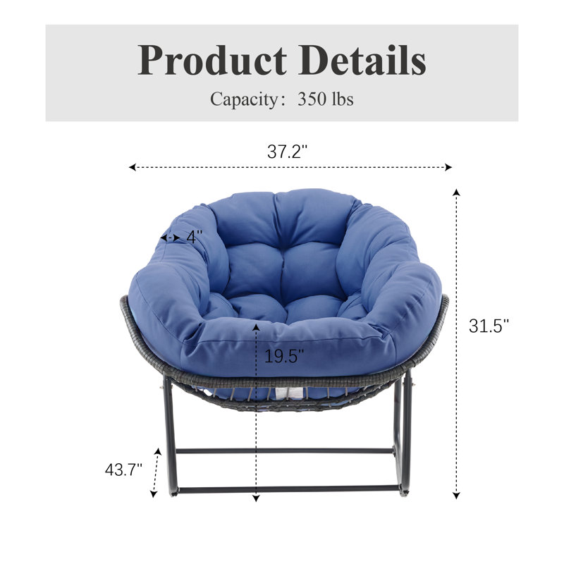 Cini Wicker Outdoor Chair, Blue, Black