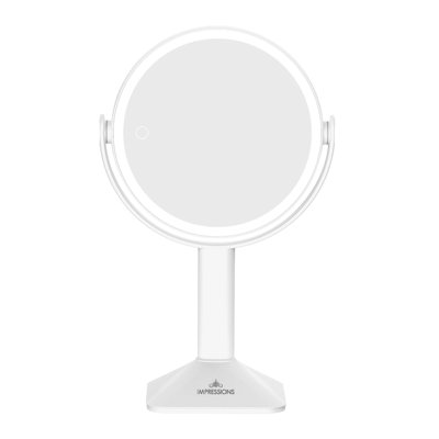Clearview Round Dual Sided Tabletop Lighted Makeup Mirror, 10X Magnification Mirror With 360 Rotation