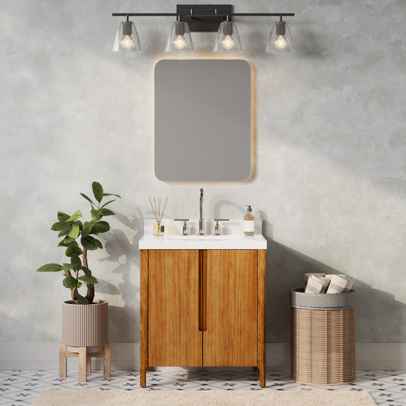 Sequoia 30 In. Single Sink Whitebrook Quartz Countertop Bath Vanity With Faucet, Mango Wood, Chrome