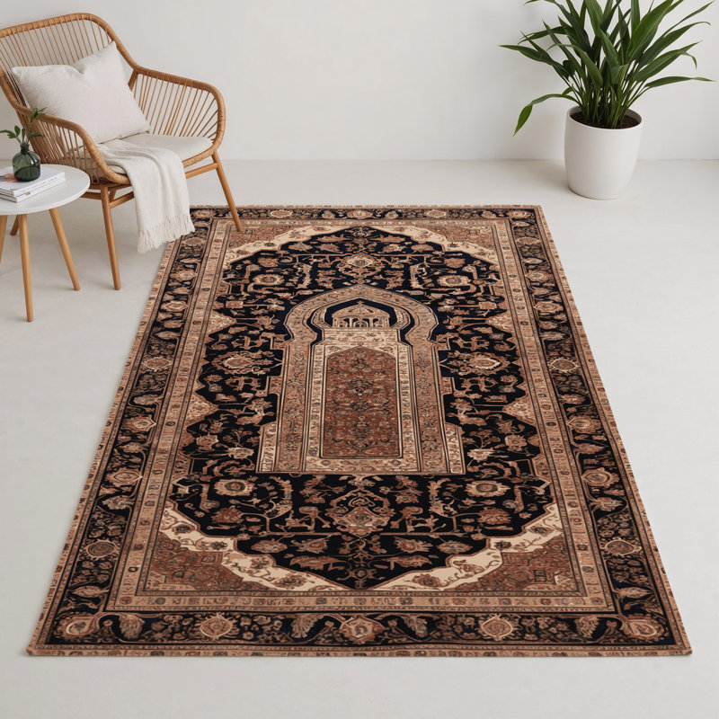 Tapis d'intérieur et d'extérieur brun Persian, Rectangle 9 pi x 12 pi