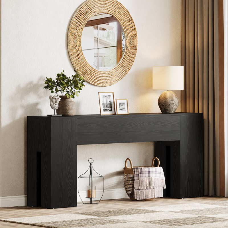 70.87" Farmhouse Console Table For Entryway, Living Room, Black