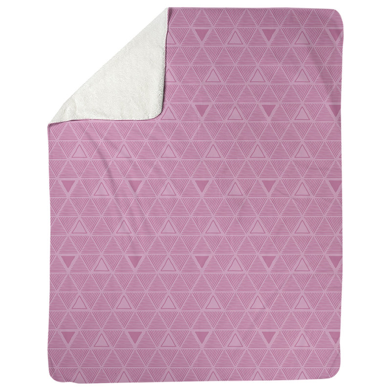 Couverture polairee triangles à la main, l 50 po x L 60 po, Rose / Gris