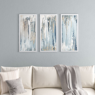 «Blue Illusion», ensemble de 3 reproductions d'art sur acrylique