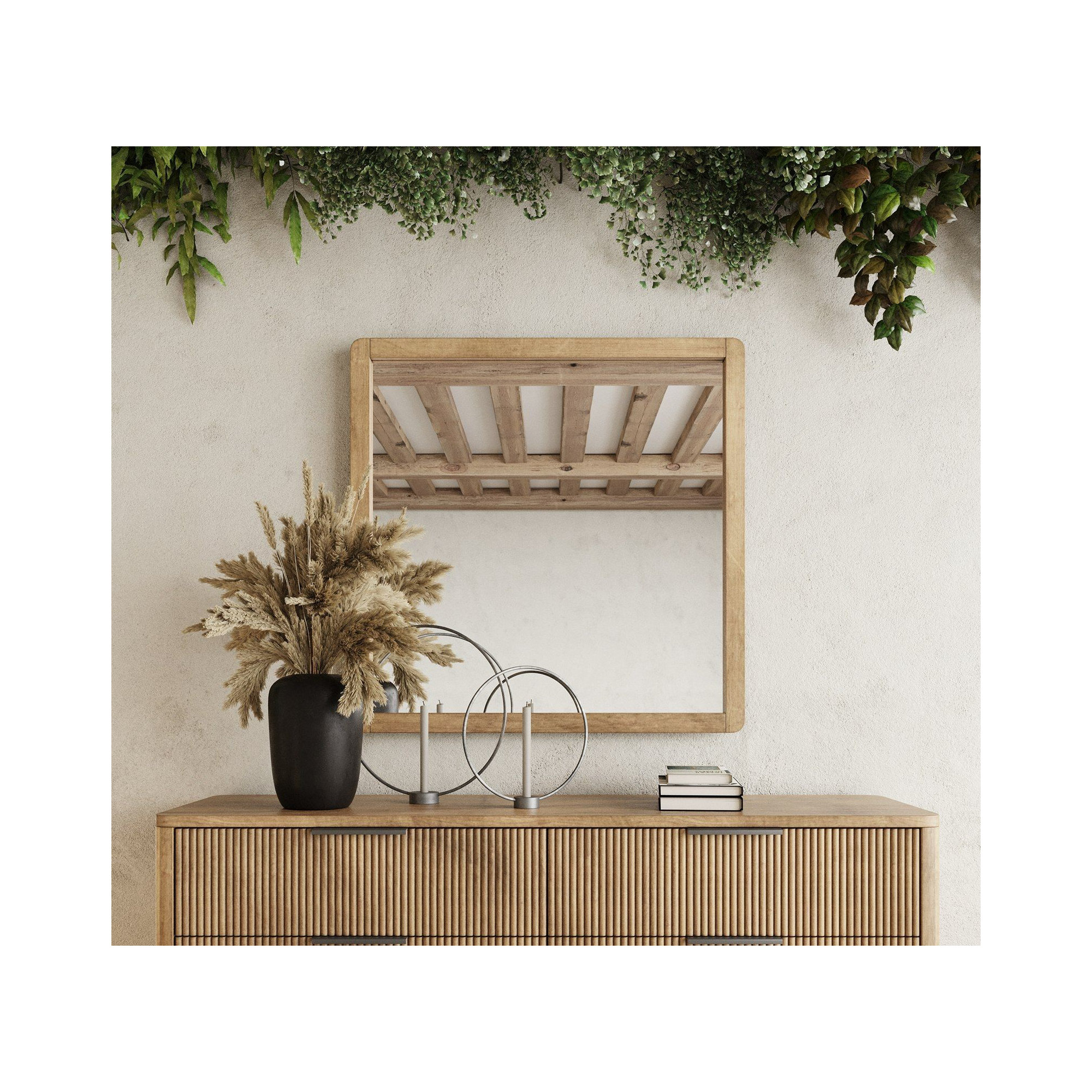Akira Wood Wall Mirror, White Oak