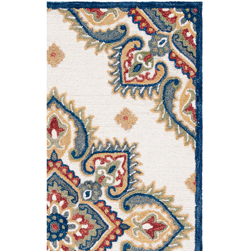 Tapis oriental en laine / coton touffeté à la main Blossom ivoire / vert, Rectangulaire 8 pi x 10 pi