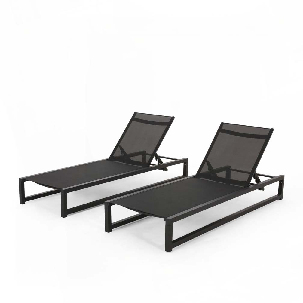 Lindenberg 27" Patio Chaise Lounge Set, Black