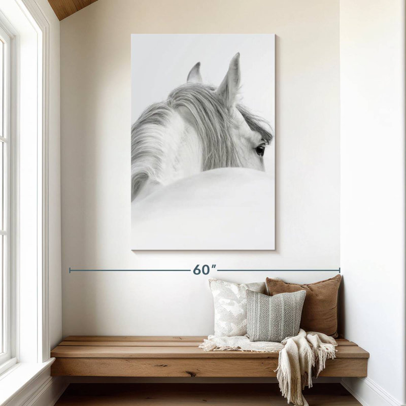 Cheval aux cheveux gris Brampt, H 48 po x l 32 po