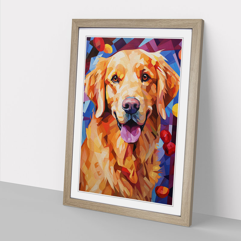 Golden Retriever Cubism - Framed Print