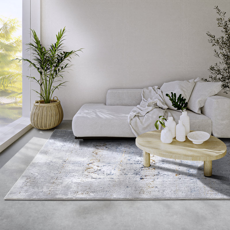 Kollektion 1809 No Pattern And No Solid Colour Machine Woven Cream Area Rug, Rectangle 3'7" x 5'5"