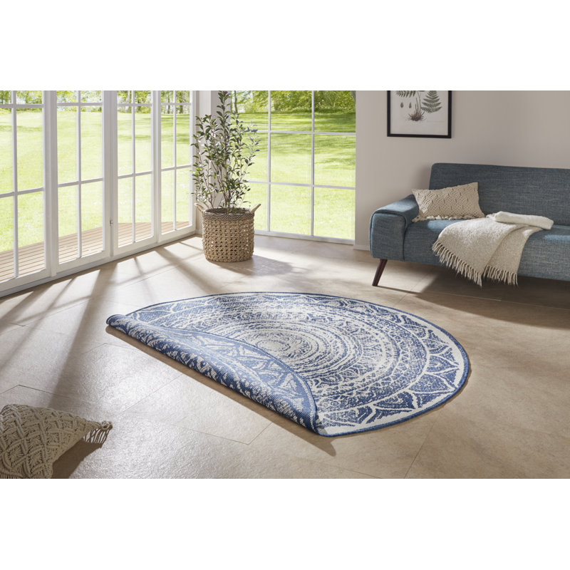Siruma Flatweave Blue Rug, Round 200cm