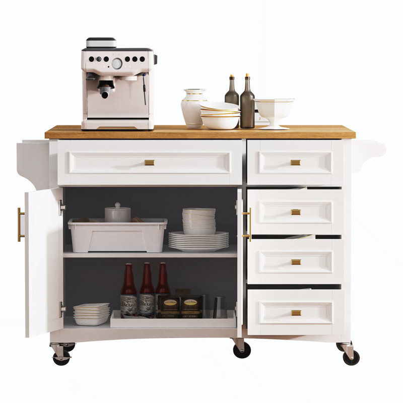 Kitchen Island With Drop Leaf, White