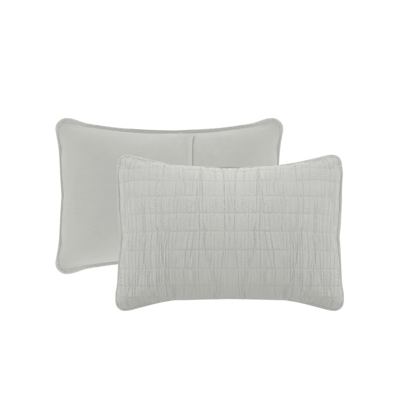 Gray Full Microfiber Reversible Quilt Set