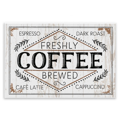 «Rustic Fresh Brew Coffee Sign Autumn Charm» par Jennifer Pugh - impression d'art graphique