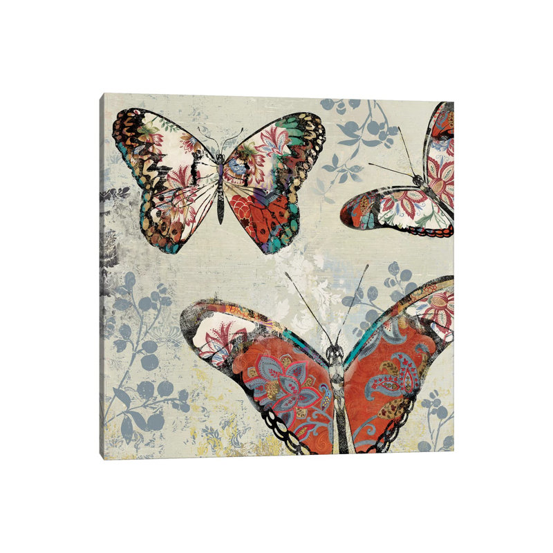 Patterned Butterflies II by Asia Jensen - Wrapped Canvas Print