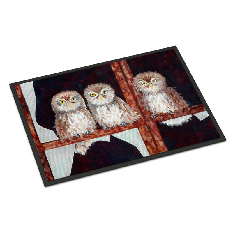 Non-Slip Doormat, 18" W x 27" L, Owls