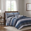 Ensemble de courtepointe 8 pièces avec draps en coton, bleu marine-130472712