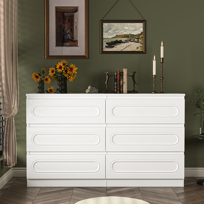 Commode double 6 tiroirs Modern White