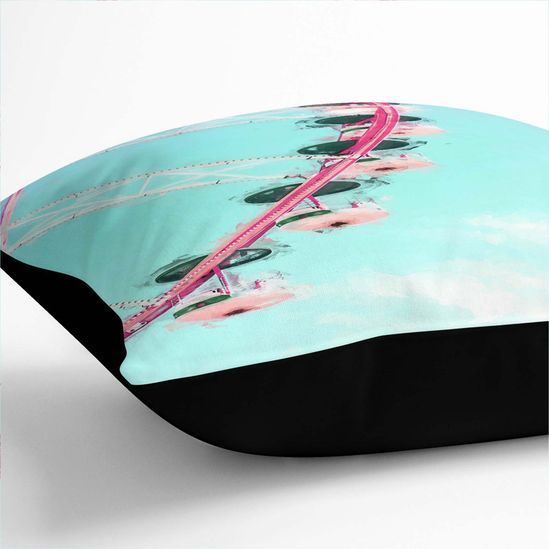 Ferris Wheel in Abstract Cushion with Filling, 55cm H x 55cm W x 20cm D, Black